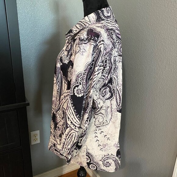 Chico's Jacket Womens Size 3 XL Paisley 3/4 Sleeves Pockets Lightweight Travel - Picture 6 of 9